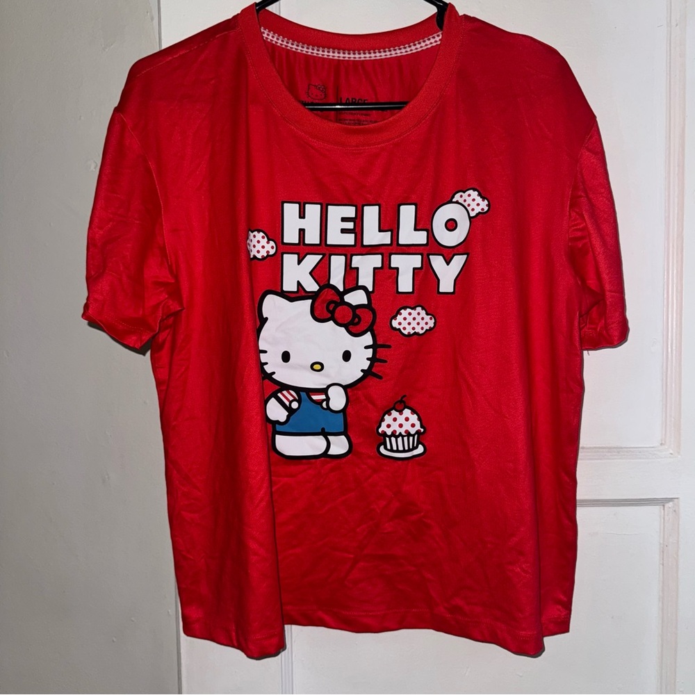 Red Hello Kitty T-Shirt with Cupcake Design